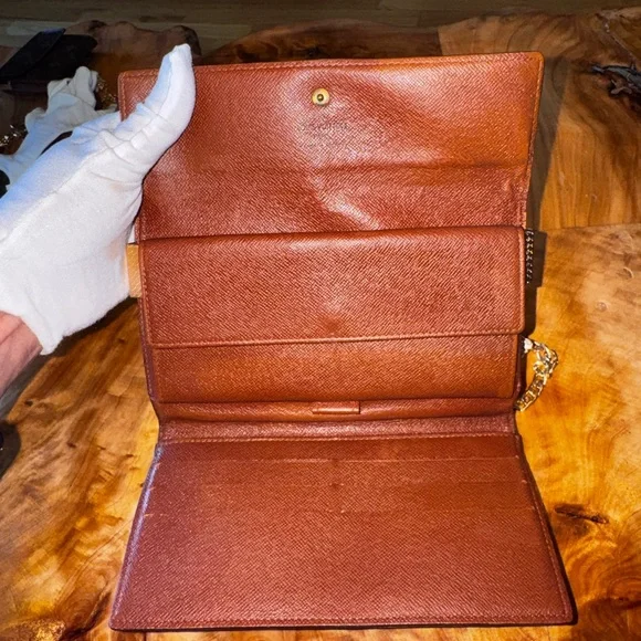 Louis Vuitton monogram vintage international brown wallet converted Crossbody